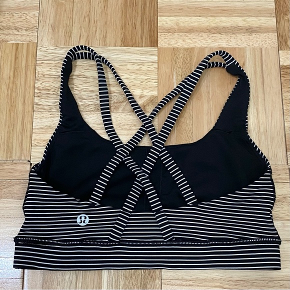 LULULEMON Energy Bra Long Line in Mod Stripe Black & White Size 4 - Picture 6 of 11